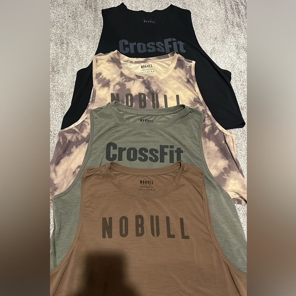 NOBULL and CrossFit Tank Tops in Black, Tie-Dye, Green, and Brown